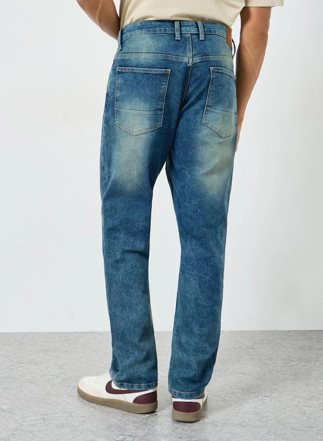 Styli Light Blue Men Light Blue Mid Wash Relaxed Fit Jeans for Men | Best Price UAE